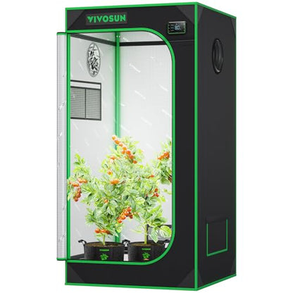 VIVOSUN S224 2x2 Grow Tent 24"x24"x48" High Reflective Small Mylar Tent | Easy View Window, Removable Floor Tray, 100% Reflective Mylar Interior,Sturdy Metal Frame for Indoor Plants - size: 24"x24"x48"