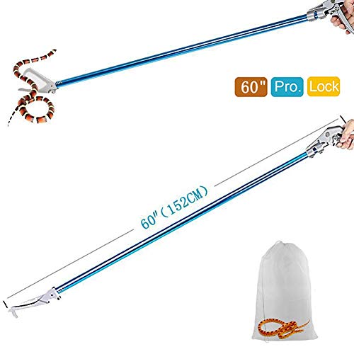 Snake Tong Catcher–Professional Reptile Rescue Grabber Aluminum Alloy with Wide Jaw Locking Mechanism and Comfort Grip for Safe Rattlesnake Control and Removal Tool (60inch Snake Tong) - style: 60inch Snake Tong