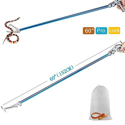 Snake Tong Catcher–Professional Reptile Rescue Grabber Aluminum Alloy with Wide Jaw Locking Mechanism and Comfort Grip for Safe Rattlesnake Control and Removal Tool (60inch Snake Tong) - style: 60inch Snake Tong