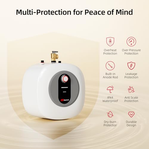 Electric Mini Tank Water Heater - 4.0 Gallon Point of Use Instant Hot Water Heater for RV, Camper, Kitchen, Food Truck, 120V 1440W, Under Sink, Wall or Floor Mounted, Easy to Install - color: 4 Gal
