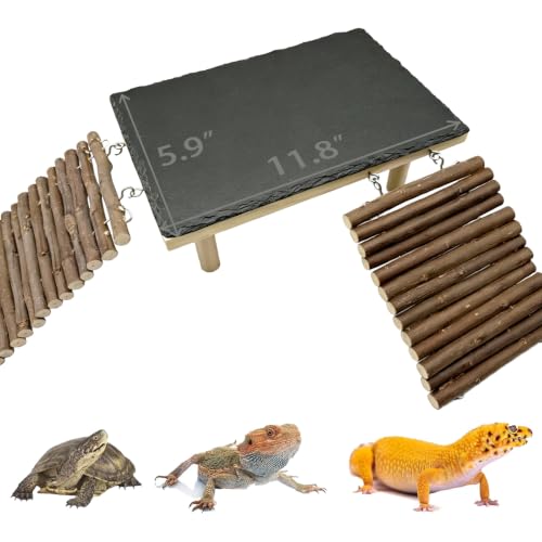 Bearded Dragon Basking Platform Reptile Hide Climbing Tank Accessories | Multi-function,Habitat Décor,with climbing ramp reptile basking rock mat,for leopard gecko lizard tortoise snake - size: medium(B)