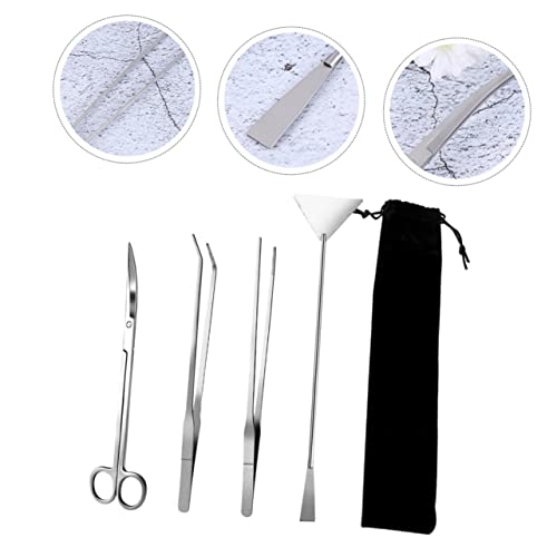 1Set Stainless Steel Aquarium Cleaning Tools Kit Aquatic Plant Tool with Pouch for Fish Tank Maintenance and Plant Trimming and Flexible for Precise Care