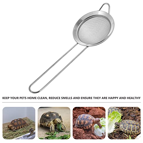 Abaodam 2pcs Stainless Steel Reptile Sand Shovel Fine Mesh Substrate Scoop for Cleaning Tortoise Lizard Litter Edges for Reptile Care