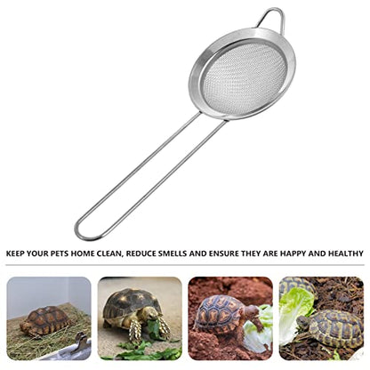 Abaodam 2pcs Stainless Steel Reptile Sand Shovel Fine Mesh Substrate Scoop for Cleaning Tortoise Lizard Litter Edges for Reptile Care