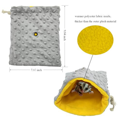 3 Pack Sugar Glider Tote Plush Sleeping Pouches and Anti Bite Calming Mitten, Warm Sleeping Bag Portable Drawstring Bonding Pouch Soothing Glove for Small Pets (Blue/Green/Gray) - color: Blue/Green/Gray