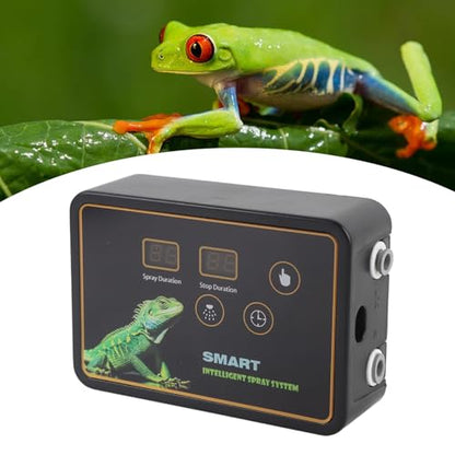 Rainforest Tank Timer Misting System with 360° Adjustable Nozzles, Intelligent Timer for Reptile Mister, Quiet Operation (US Plug)