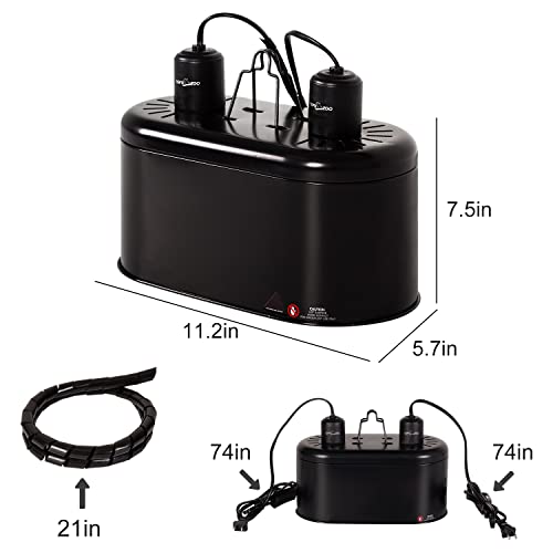 REPTI ZOO Reptile Dual Lamp Fixture Heat Lamp Bulb Combo Pack Includes 100W UVA Daylight Heating Lamp and 100W Infrared Heat Emitter Infrared Basking Spot