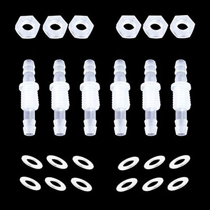 1/2” Thru-Bulk Bulkhead Plastic Hose Barb Fittings Union Adapter Fittings for Aquarium Fuel Gas Liquid Air with Metal washers (Pack of 6) - color: 6 pcs, size: 1/2 Inch