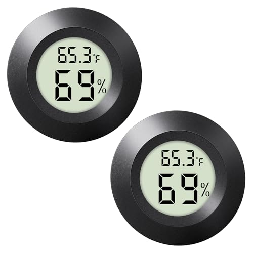 2 - Pack Mini Digital Hygrometer Indoor Humidity Meter & Round Temperature Monitor - Reptile Thermometer with Humidity Gauge (℉) or (℃) for Humidifiers Dehumidifiers Greenhouse, Garden - color: 2 Pcs
