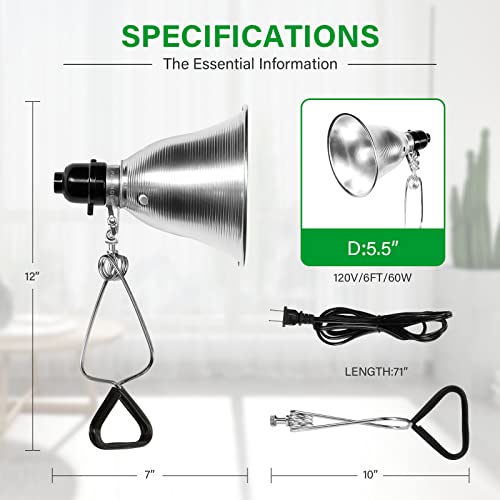 Simple Deluxe Clamp Lamp Light Socket with 5.5 Inch Aluminum Reflector, Suit for Max 60 Watt Lamp (No Bulb Included) with 18/2-Gauge 6 Feet Cord, 1-Pack - size: 5.5 Inch (60 Watts), style: 1-Pack