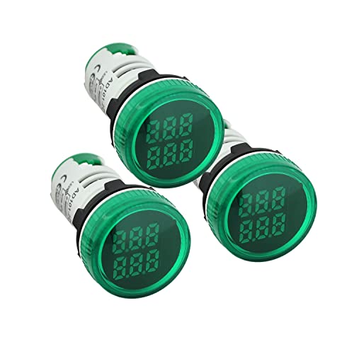 Digital Led Display Indicator Light Counter 22mm, Measuring Range 0-99999, Signal Light for Mount Panels - AD101-22CT Model, Circle Panel, Green (3 Pack) - style: Green - Counter