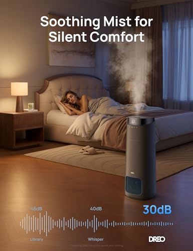 DREO 16L Smart Humidifier Large Room 1000 ft², 130H Runtime, 30dB, Top Fill | Auto Mode, Remote/Touch/Voice & APP Control, Clean Tank Technology, RGB Light, Cool Mist Humidifiers 755S for Bedroom, Grey - color: Grey
