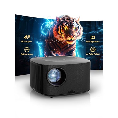 ONOAYO Outdoor-Projector-4K with Dolby Audio and Official Apps, Black | High Brightness, AI Auto Focus, Smart-Projector with WiFi and Bluetooth, ONO5Pro 2.0 Movie Projector for Indoor/Outdoor - color: Black