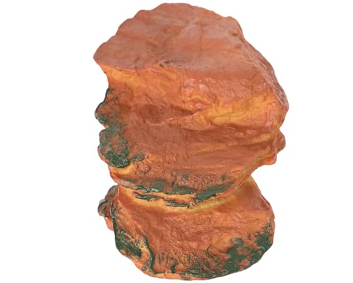 Reptile Rock Hide Cave Hiding Place, Rock Basking Platform,Great for Lizards,Snakes,Turtles,Geckos,Frogs,Amphibians,Small Animals - Lagrge Size(Yellow-Orange)