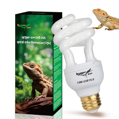 UVB Bulb for Reptiles, 10.0 13W UVB Light for Reptiles, Hygger zoo UVA UVB Reptile Light Bulb Reptile UVB Bulb UVB Light for Bearded Dragon Turtle Lizard Reptile Lamp Terrarium Lamp for Desert Reptile - size: 10.0-5.3 Inch