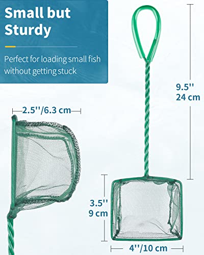 Pawfly Aquarium Fish Net with Braided Metal Handle Square Net with Soft Fine Mesh Sludge Food Residue Wastes Skimming Cleaning Net for Fish Tanks Small Koi Ponds and Pools - style: 4 Inch