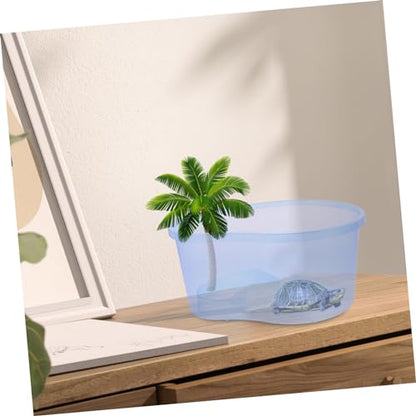 COLLBATH Reptile Feeding Tank Integrated Ramp Transparent Turtle Habitat for Aquatic and Terrestrial Use Design for Easy Cleaning for Turtles and Pets