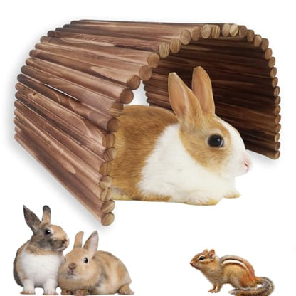 kathson Guinea Pig Wooden Bridge Ladder（15.8 x 7.9 in）, Wooden Flexible Hideout - Extra Large Wooden Rabbit Climbing Tunnel Hideaway for Bunny Guinea Pig Chinchillas Hedgehogs and Other Rodents - size: XL-Smooth(15.8 x 7.9 inches)