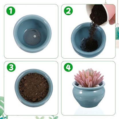 JJUNW 150 Pcs Flower Pot Hole Mesh Pad, 2 3 4 Inch Assorted Sizes Rounds Drainage Hole Mesh Pad, Plant Drainage Screens Gasket for Bonsai Bottom Prevent Soil Leaking
