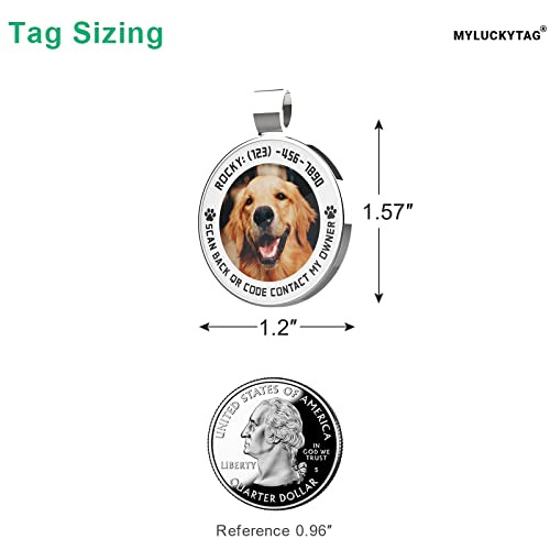 MYLUCKYTAG Personalized QR Code Pet ID | Dog & Cat Collar Tag | Online Profile with Instant Scanned Location Alert Email - color: Custom Photo and Text,white