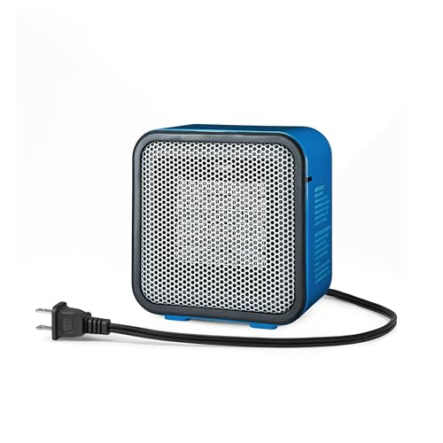 Amazon Basics Ceramic Portable Mini Space Heater for Office Desk, Fast Heating, Efficient, Indoor Use, 500W, With Tip-Over Protection, Lightweight 1.4 lbs, Blue, 5.9 x 3.2 x 6 inches - color: Blue