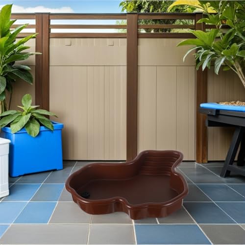 Zerodeko Ultralarge Capacity and Quick Cleaning Turtle Bathing Pool with Ramp and Scenery Appearance, Abs Reptile Soaking Pool Versatile Application for Aquarium and Terrarium for Lizards