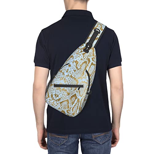 Snake Skin Sling Bag Animal Crossbody Chest Daypack Casual Backpack Women Shoulder Bag For Travel Picnic - color: Snake 02