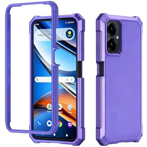 for Cricket Icon 2026 U656AC Slim Tough Hybrid Cover Phone Case + Extreme Band (Purple) - color: Purple