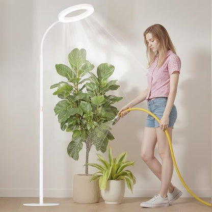 Plant Grow Light for Indoor Plants, Full Spectrum Grow Lamp with Pedestal Stand, Automatic Timer for 3H/9H/12H, Height Adjustable 51-67in White - color: White High