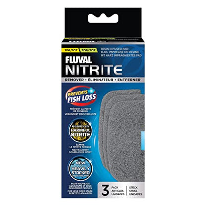 Fluval 107/207 Nitrite Remover Pad, 3-Pack | Replacement Aquarium Canister Filter Media - size: 106\/206, 107\/207 Nitrite Remover, style: Nitrite Remover