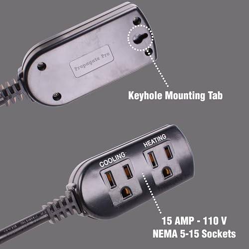 15 Amp Plug in Digital Temperature Controller Outlet by Propagate Pro | Heating/Cooling Thermostat 110V 15A 1500W Programmable Temp Controlled Heater Cooler Reptile Box Fan 120V (PPTC1)