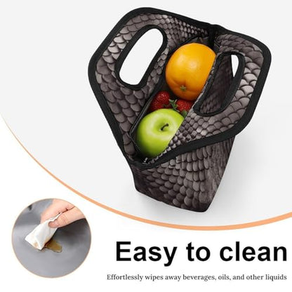 Classic Snake Skin Lunch Bag for Women/Men, Lunch Box Bag Insulated, Lunch Tote Reusable Portable for Work Outdoor Travel And Picnic Beach