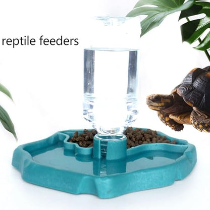 9oz Reptile Water Bottle, Turtle Automatic Feeders Waterer Food and Water Bowl pet Dispenser Bottle Feeding Dish for Lizard Tortoise Chameleon - color: Blue