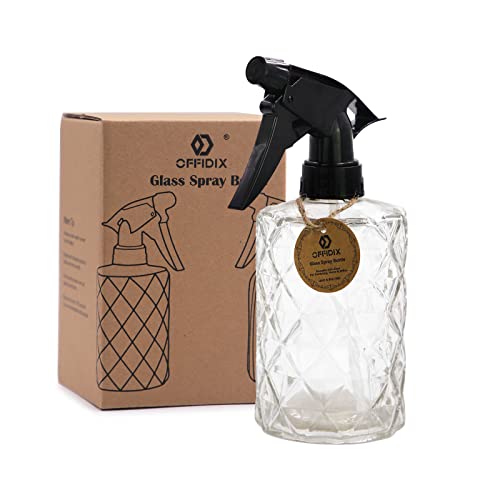 Glass Spray Bottle, Plant Mister,Pressure Watering Can, Water Spray Bottle with Adjustable Nozzle, 0.35L/11.8oz Handheld Spray Bottles for Outdoor Indoor Garden, Plants, Cleaning Solutions - color: Rhombus White