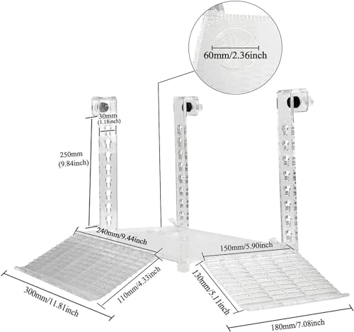 RUIAN Transparent Turtle Basking Platform Hanging Turtle Ramp, Resting Terrace for Turtles Tank Aquarium (30 * 18cm)