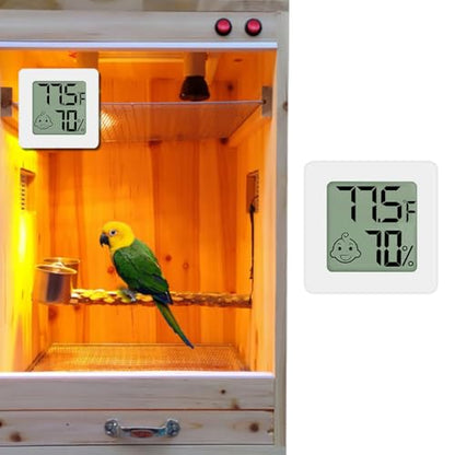 MANON ROSA Bird Thermometer Hygrometer – Mini Digital Magnetic & Adhesive Pet Temperature and Humidity Sensor Gauge for Parrot Cages, Lizard Spider Snake Gecko Reptile Rearing Boxes