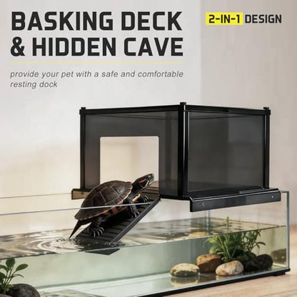 Large Turtle Basking Platform, Dock & Ramp for 17-20 Inch 75/125 Gal Tanks | Extra-Large Turtle Basking Platform with Non-Slip Ramp, Fits 17–20 Inch Wide 75/125 Gallon Aquariums