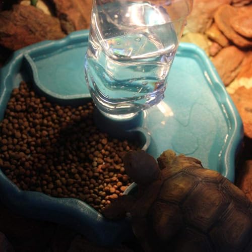 9oz Reptile Water Bottle, Turtle Automatic Feeders Waterer Food and Water Bowl pet Dispenser Bottle Feeding Dish for Lizard Tortoise Chameleon - color: Blue