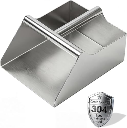 304 Stainless Steel Large Metal Scoop, 120 Ounce Heavy Duty Ice Scoop | Heavy Duty Rustproof Design, Ergonomic Grip Handle, Easy to Clean. Perfect for Ice, Commercial, Livestock and Pet Dog Feeding - size: 120 OZ