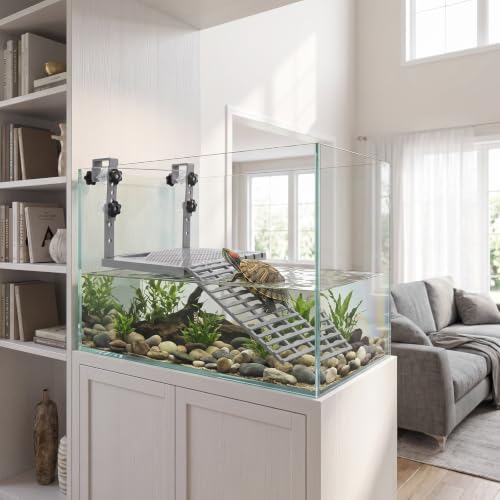 YARNOW Large Turtle Basking Platform for Aquatic Turtles, Sturdy Floating Reptile Habitat Dock with Non-Slip Ramp, Tank Accessories