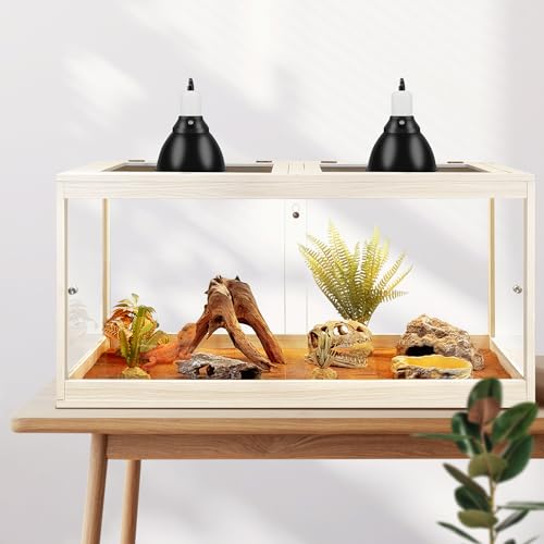 65 Gallon Bearded Dragon Tank, 40 x 20 x 20 Inch Tempered Glass Reptile Enclosure with Metal Mesh Top, Lockable Sliding Front Doors, Large Lizard and Snake Terrarium, Oak - color: Oak, size: 65 Gallon (40x19.5x19.5 Inch)