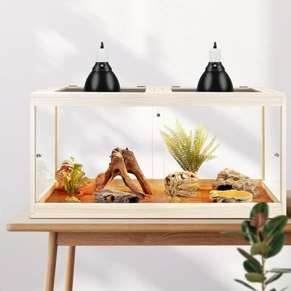 65 Gallon Bearded Dragon Tank, 40 x 20 x 20 Inch Tempered Glass Reptile Enclosure with Metal Mesh Top, Lockable Sliding Front Doors, Large Lizard and Snake Terrarium, Oak - color: Oak, size: 65 Gallon (40x19.5x19.5 Inch)