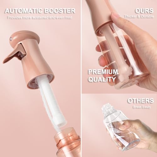 Spray Bottle for Hair, Continuous Mister, 2 Pack, 6.8 Oz, White&Terracotta | Ultra-Fine Mist, Continuous Spray, Leak-proof Misting for Hairstyling, Barbers, Salons, Essential Oil, Cleaning, Planting - color: White & Terracotta, 2 Pack