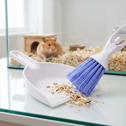 Mini Dustpan and Brush Set, Reptile Scoop Feeding Tool, Stainless Steel Straight & Curved Tweezers for Small Animals – Hamsters, Hedgehogs, Rats, Guinea Pigs, Lizards, Reptiles (Black)