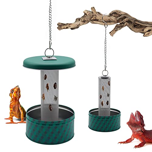 Chameleon Feeding Bowl,Hookable Lizard Feeder with Metal Mesh Column for Prey to Climb and Move,Suitable for Lizard, Iguana, Gecko,Bearded Dragon