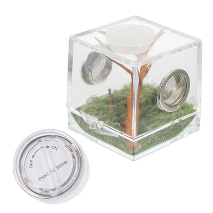 ibasenice Jumping Spider Cage 1.5In Clear Acrylic Escape-Proof Feeding Box with Built-in Lamp for Night Viewing – Mini Terrarium for Jumping Spiders & Small Arachnids - color: Multi