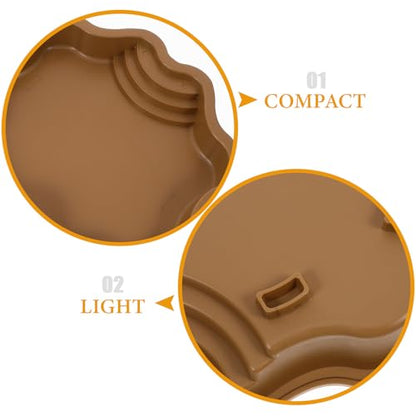 GLEAVI Reptile Bathing Pool Aquatic Water Dish Large Capacity Terrarium Water Bowl for Soaking and Feeding Brownish Yellow with Textured Surface Suitable for Turtles Lizards