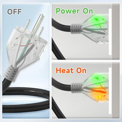 MAXKOSKO 100ft Dual Lights Self Regulating Heat Tape for Water Pipes 5W/ft | Heat Trace Cable with Thermostat, Heating Cable Freeze Protection for Metal & Plastic Pipes,Keeps Water Flowing at -40°F,120V - color: 100-feet