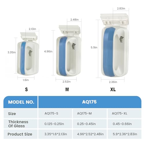AQQA Aquarium Magetic Glass Cleaner Brush | 2 Detachable Scrapers Floating Fish Tank Cleaning Tools Algae Scraper for 0.25-0.45 inch Thick Glass/Acrylic Tanks (Medium) - size: Medium