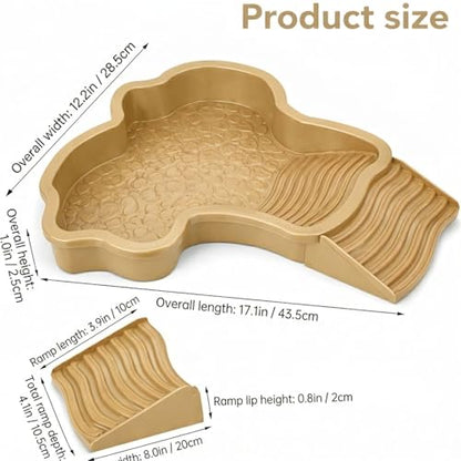 Large Turtle Water Bowl, Reptile Bathing Pool Tortoise Water Dish Bearded | Dragon Water Fountain Non-Slip Reptile Food Dish for Tortoise Gecko Lizard Snake Terrarium Habitat (Brown) - color: Brown
